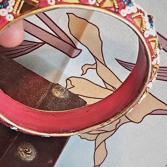Unique Red Boho Bazaar Style Artisan Bangle | Charmingly Imperfect - Picture 5 of 7